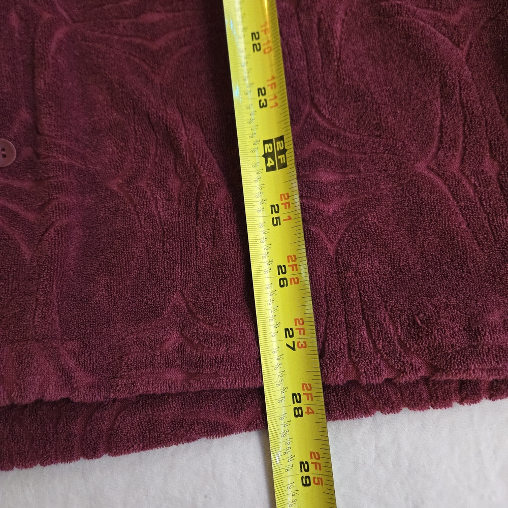 Forever 21 Burgundy Sangria Textured Terry Short Sleeve Button Down Red HAL3 - Picture 5 of 9